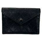 Chanel Bifold Wallet Bicolor Black CC Logo Silver Leather