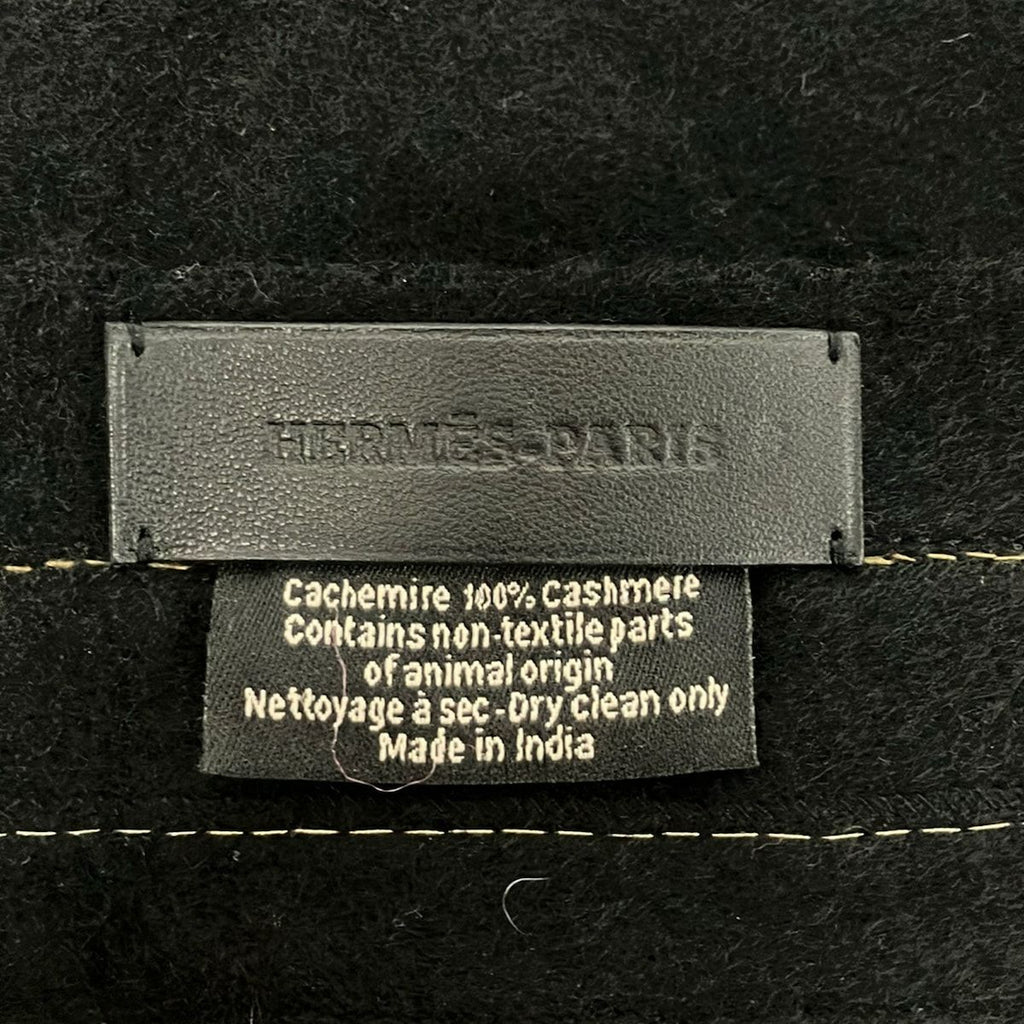 Hermes Shawl Black Gold Cashmere Scarf — view 2