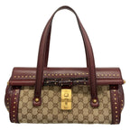 Gucci Handbag Bamboo Barrette Beige Bordeaux Leather