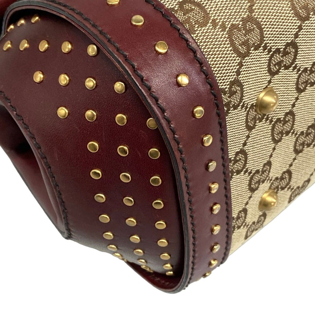 Gucci Handbag Bamboo Barrette Beige Bordeaux Leather — view 6