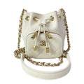 Chanel Shoulder Bag White Drawstring Gold Chain