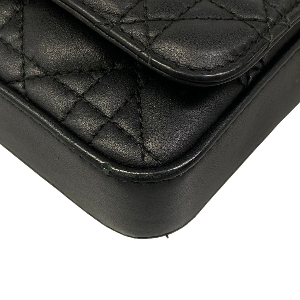 Dior Shoulder Bag Cannage Stitch Black Smartphone Pochette Chain Leather — view 6
