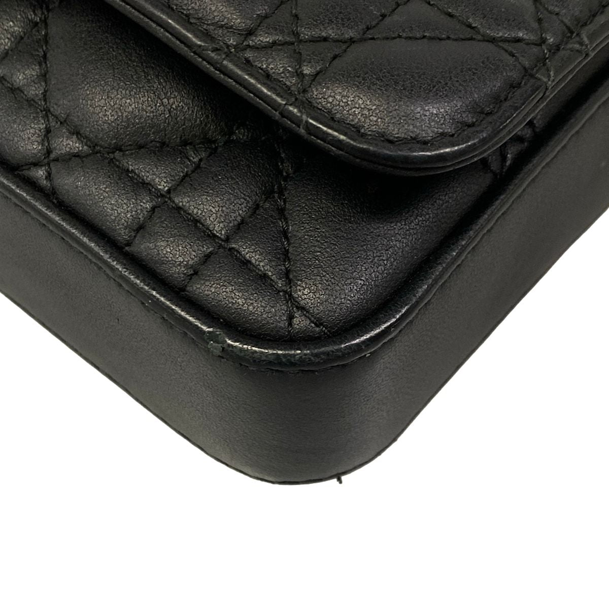 Dior Shoulder Bag Cannage Stitch Black Smartphone Pochette Chain Leather — view 6