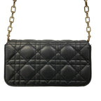 Dior Shoulder Bag Cannage Stitch Black Smartphone Pochette Chain Leather — view 3
