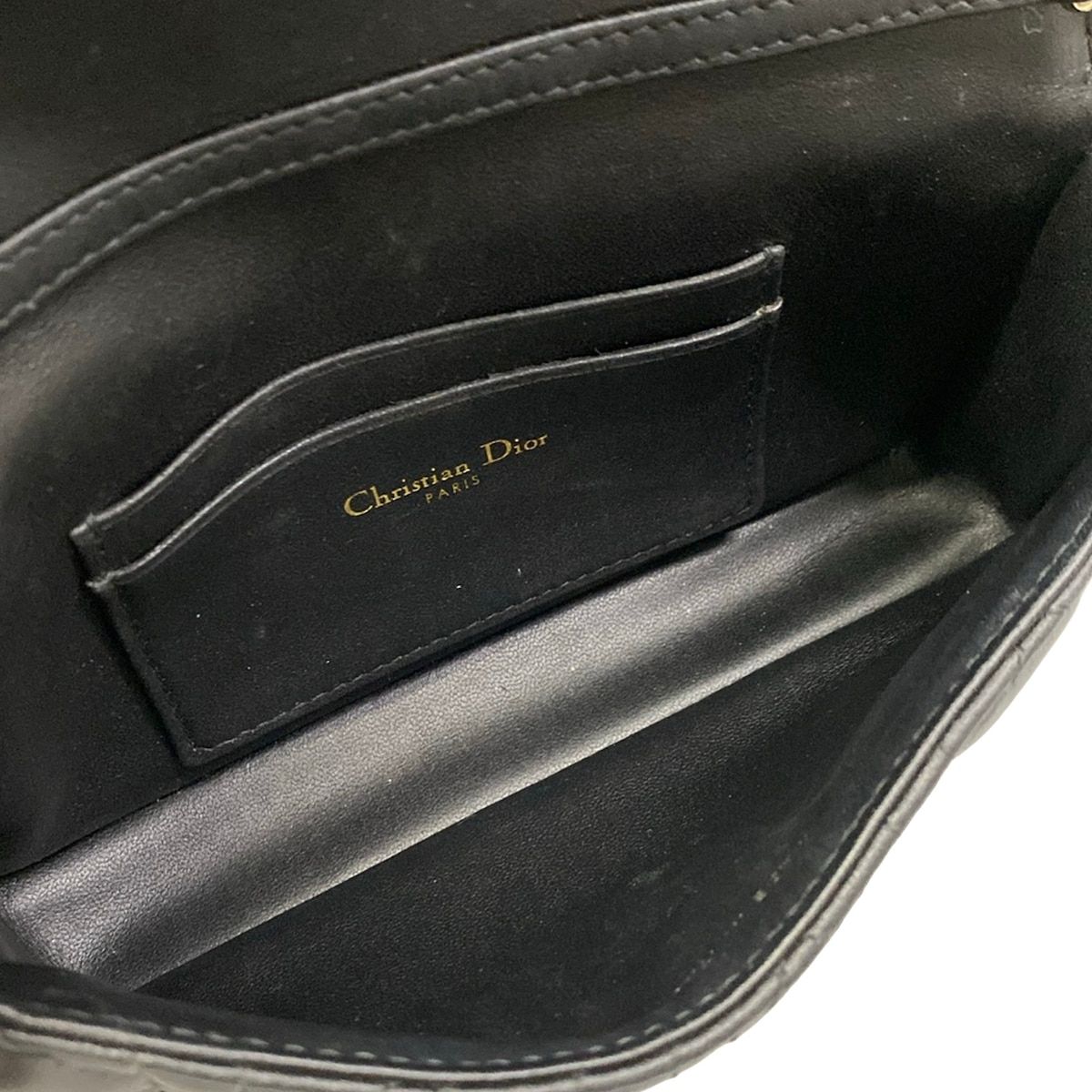 Dior Shoulder Bag Cannage Stitch Black Smartphone Pochette Chain Leather — view 7
