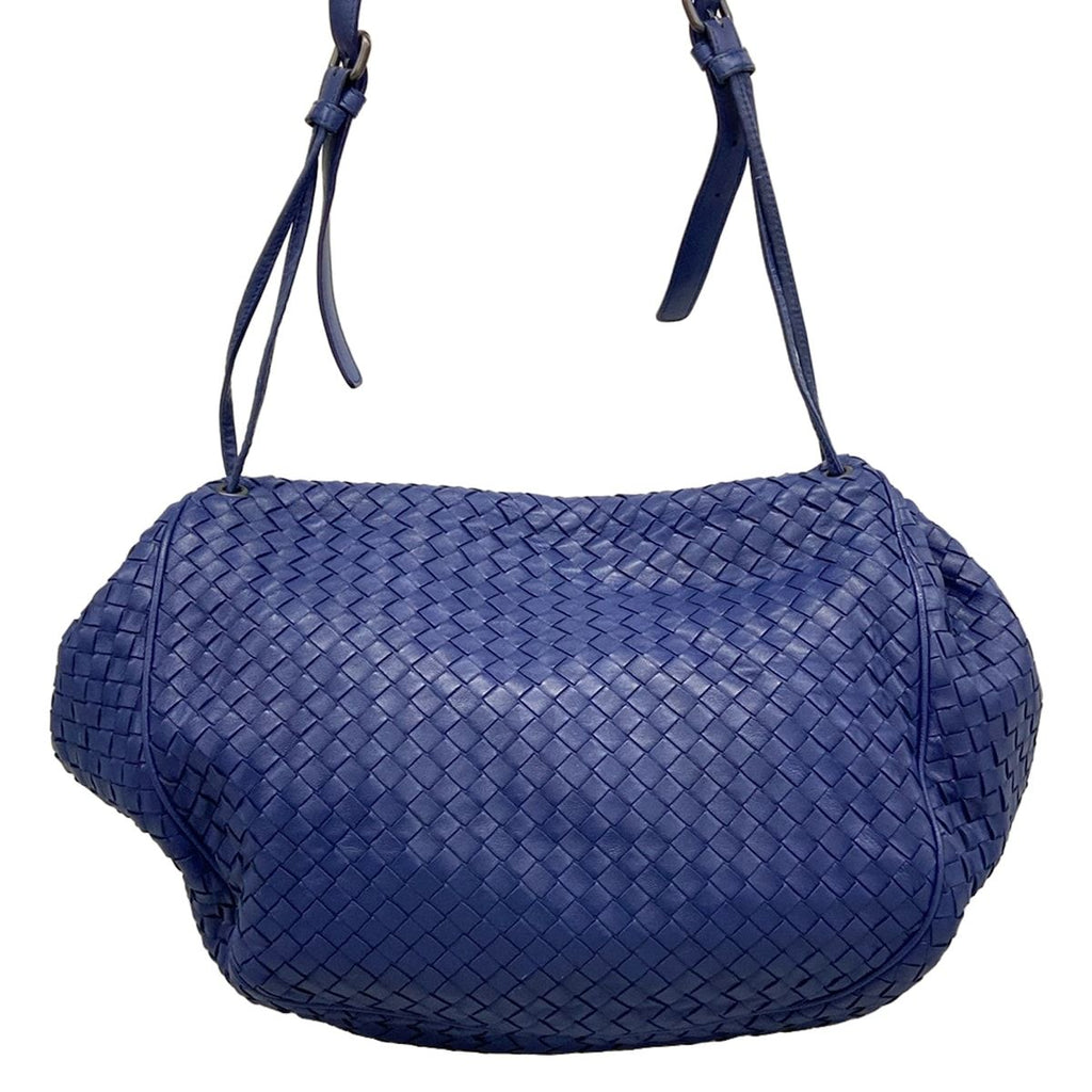 Bottega Veneta Shoulder Bag Intrecciato Navy Leather — view 3