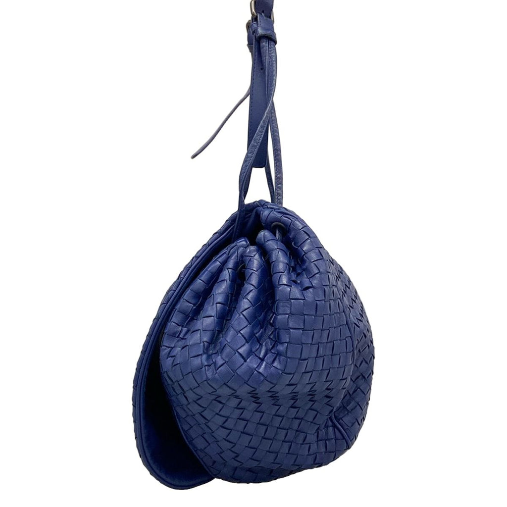 Bottega Veneta Shoulder Bag Intrecciato Navy Leather — view 4