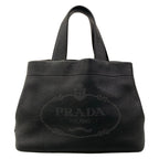 Prada Tote Bag Medium Leather Black Perforated