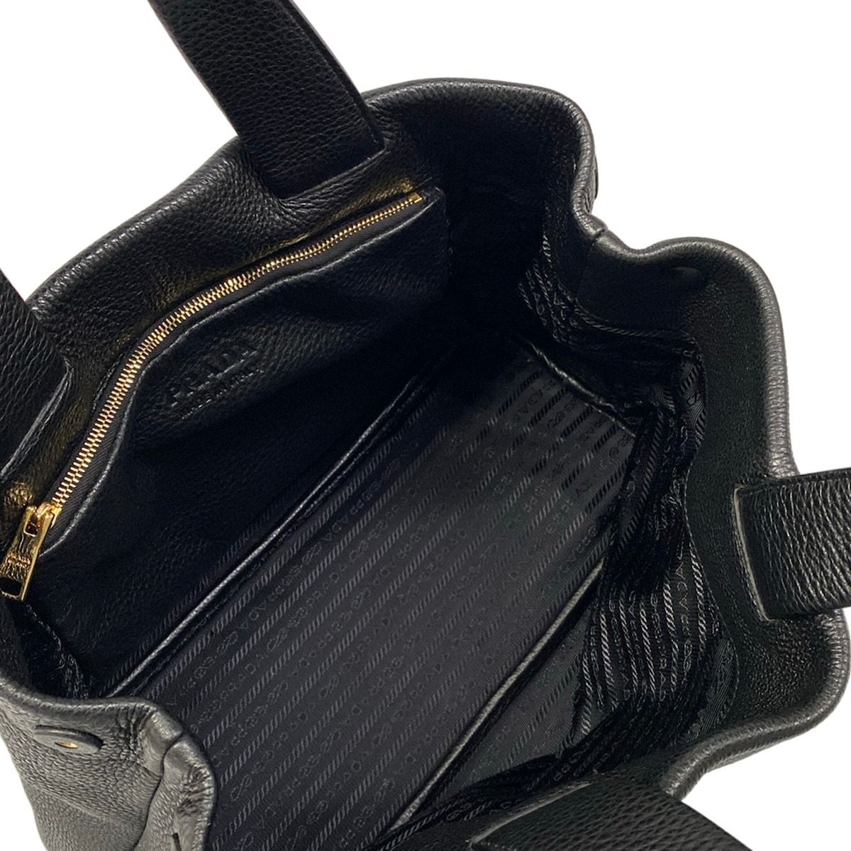 Prada Tote Bag Medium Leather Black Perforated — view 7