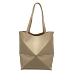 Loewe Tote Bag Puzzle Fold Medium Gray Beige Folding — view 3