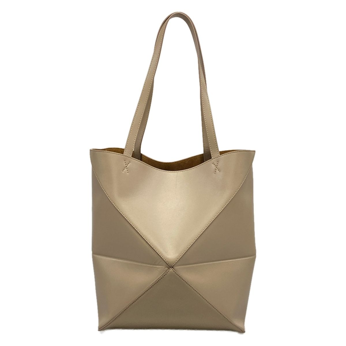Loewe Tote Bag Puzzle Fold Medium Gray Beige Folding — view 3