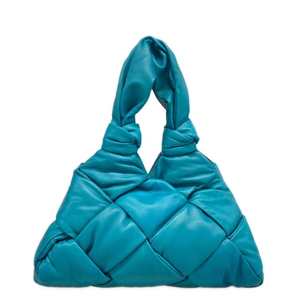 Bottega Veneta Tote Bag Padded Lock Blue Green Lambskin — view 3