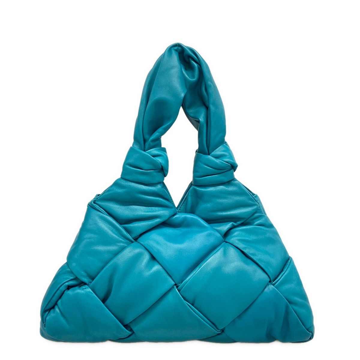 Bottega Veneta Tote Bag Padded Lock Blue Green Lambskin — view 3