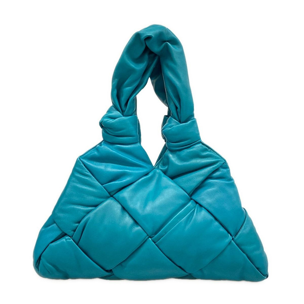 Bottega Veneta Tote Bag Padded Lock Blue Green Lambskin