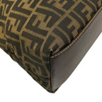 Fendi Handbag Zucca Pattern Dark Brown Black Leather — view 6