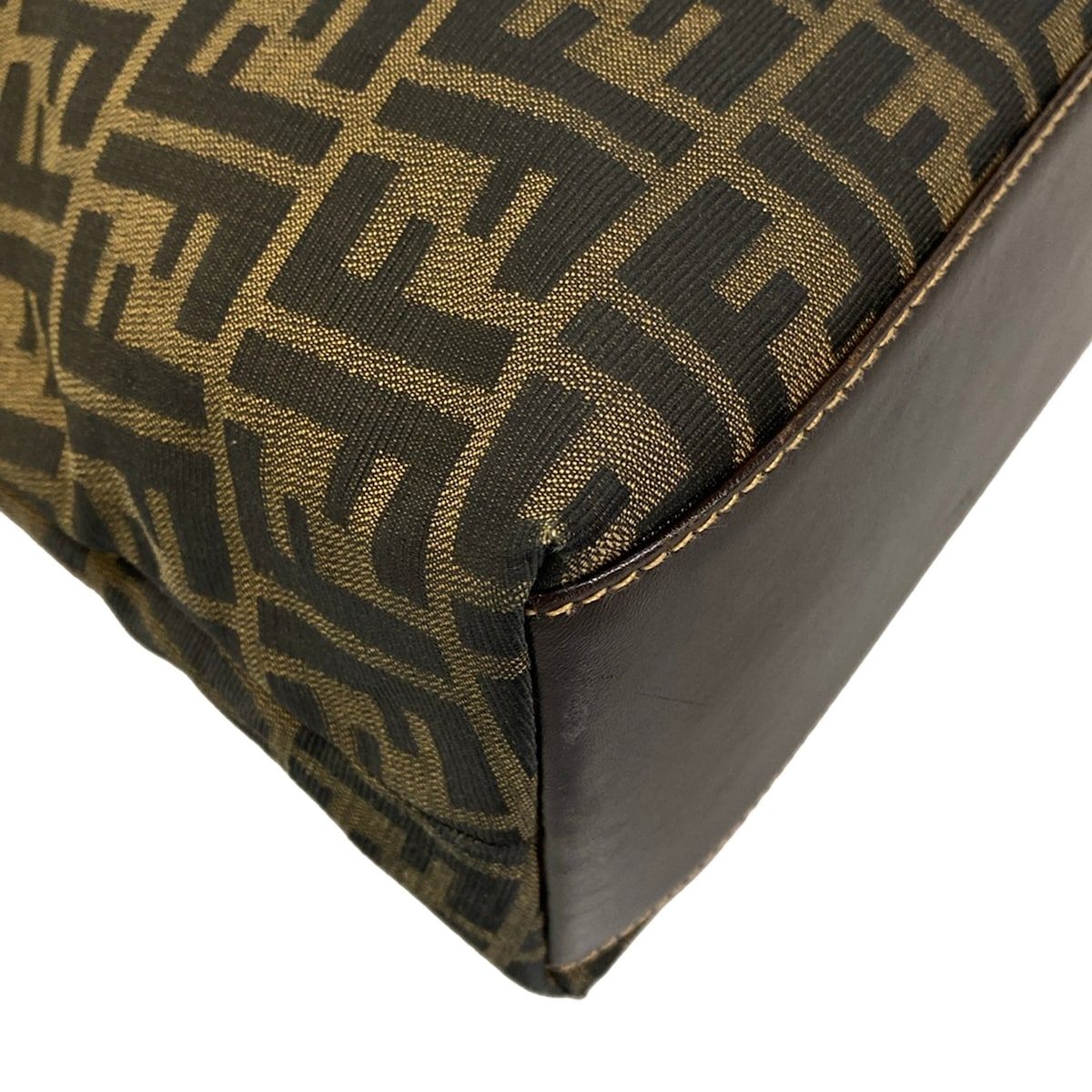 Fendi Handbag Zucca Pattern Dark Brown Black Leather — view 6