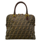 Fendi Handbag Zucca Pattern Dark Brown Black Leather — view 3