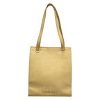 Chanel Tote Bag Beige Gold Logo