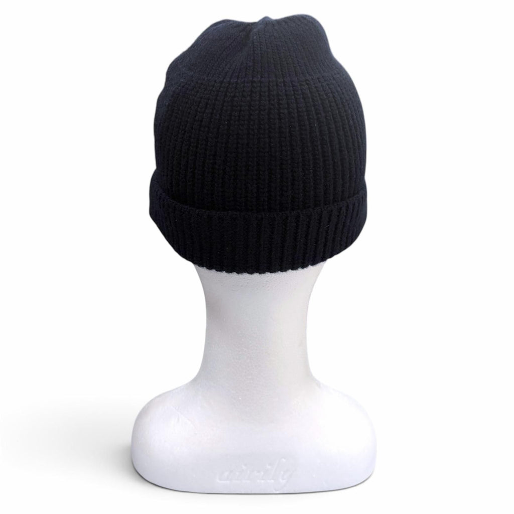 Prada Wool Cashmere Triangle Logo Plate Hat Knit Cap Navy — view 3