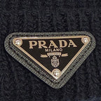 Prada Wool Cashmere Triangle Logo Plate Hat Knit Cap Navy — view 5
