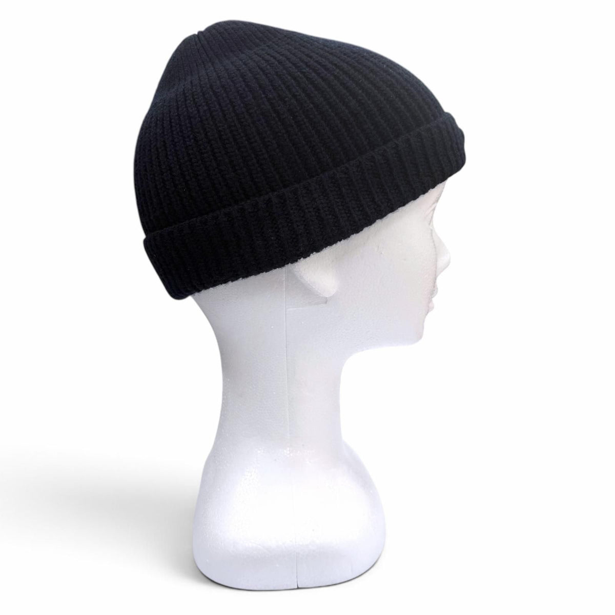 Prada Wool Cashmere Triangle Logo Plate Hat Knit Cap Navy — view 4