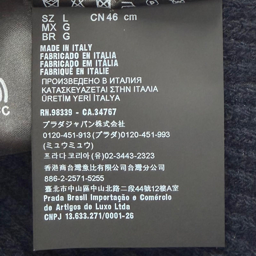 Prada Wool Cashmere Triangle Logo Plate Hat Knit Cap Navy — view 8