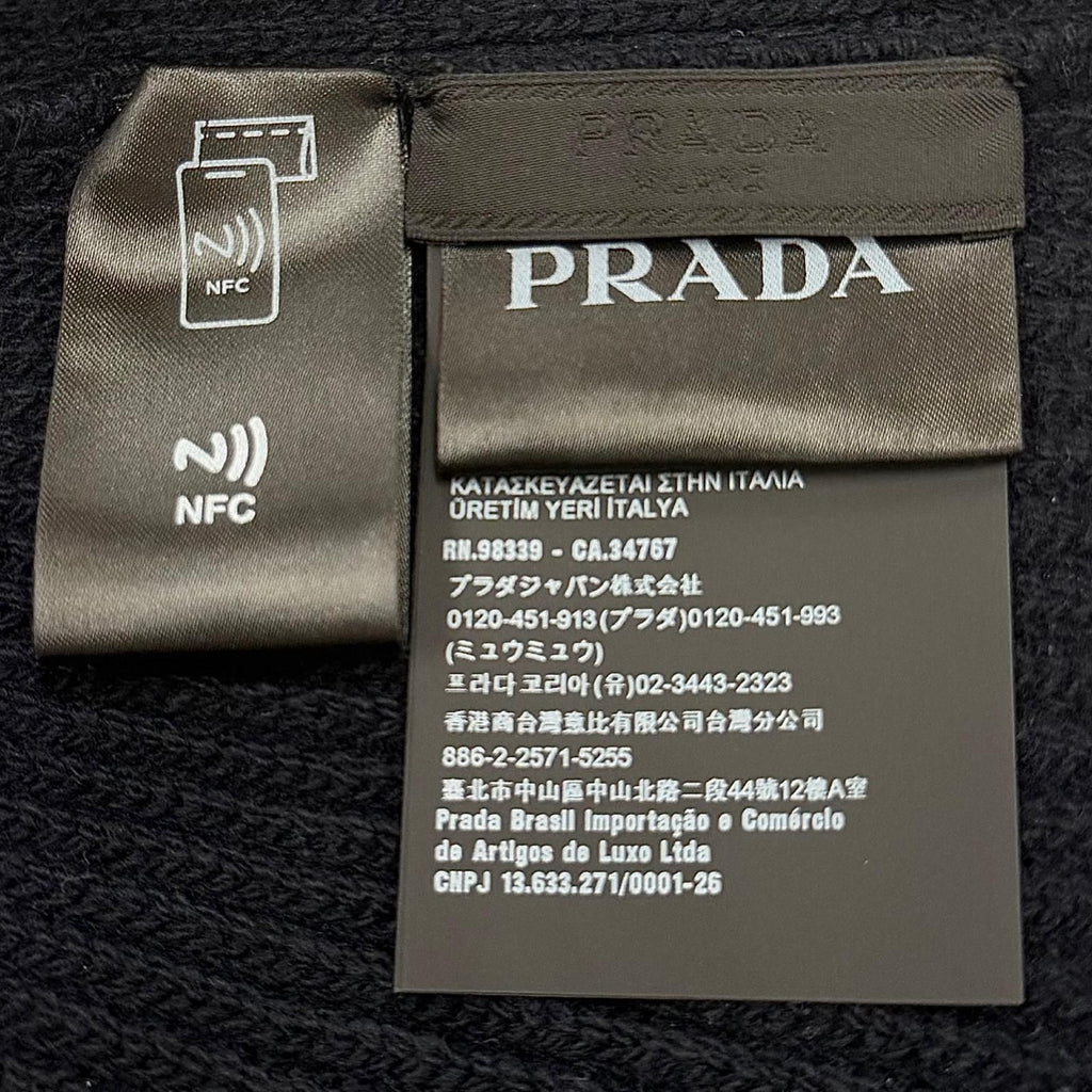 Prada Wool Cashmere Triangle Logo Plate Hat Knit Cap Navy — view 6