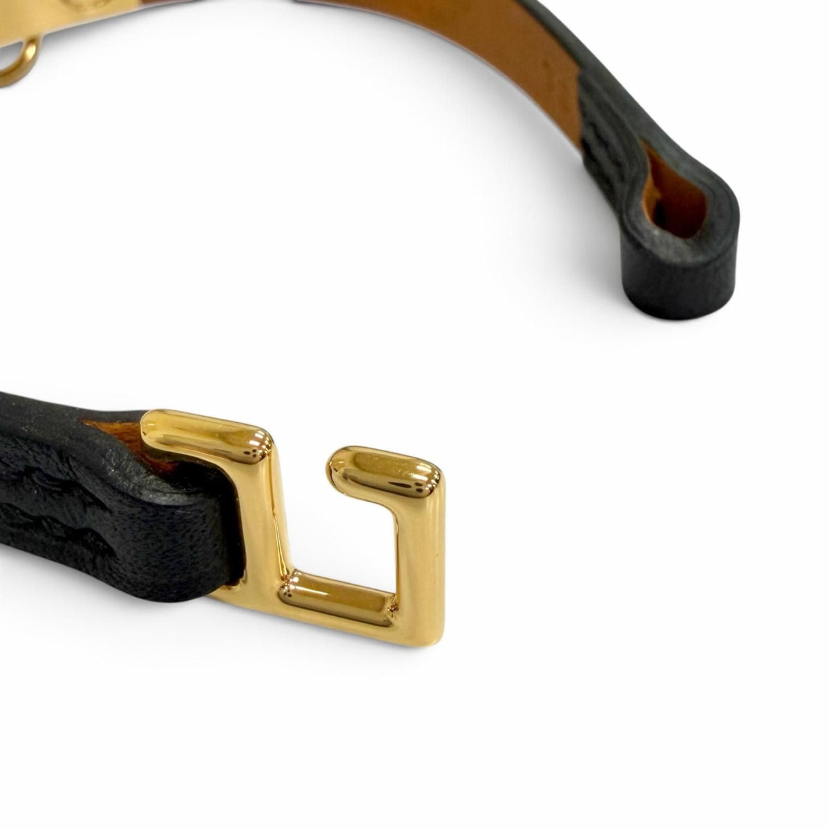Hermes Micro Rival Swift Gold Leather Bracelet Black T3 — view 7