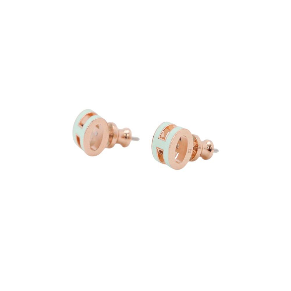 Hermes Earrings Mini Pop H Vert Peppermint Pink Gold — view 2