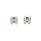 Hermes Earrings Mini Pop H Vert Peppermint Pink Gold