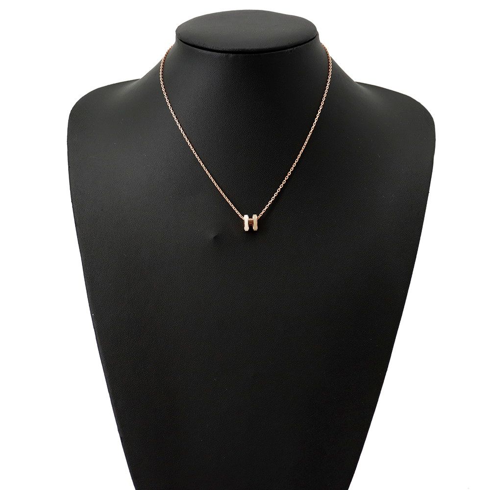 Hermes Necklace Mini Pop H Rocabar System White Brown Glasse Pink Gold — view 4