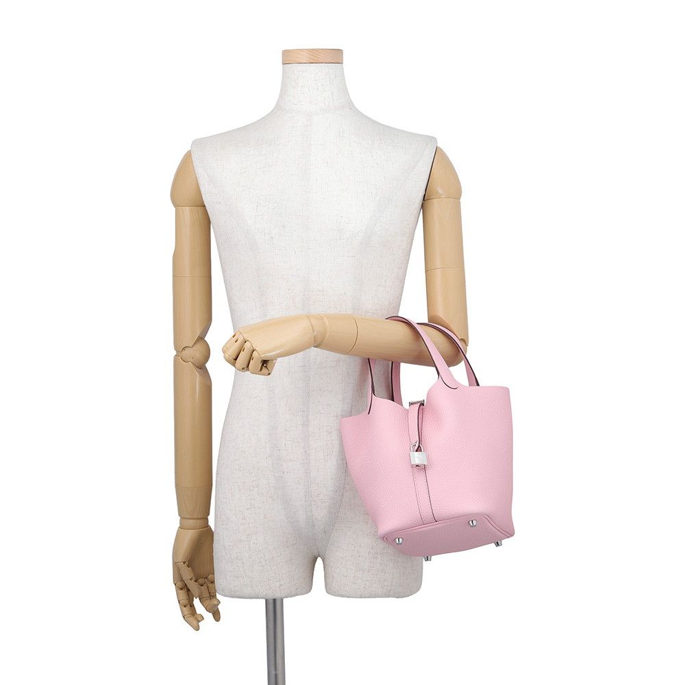 Hermes Handbag Picotin Lock PM Rose Sakura Silver Taurillon Clemence — view 4
