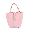 Hermes Handbag Picotin Lock PM Rose Sakura Silver Taurillon Clemence