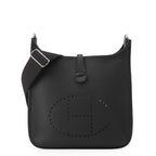 Hermes Shoulder Bag Evelyne 3 PM Black Silver Taurillon Clemence