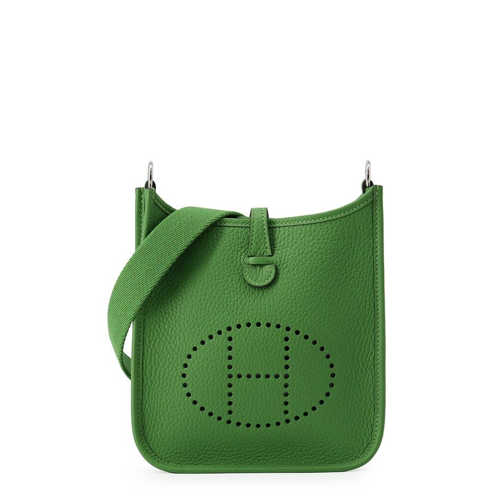 Hermes Shoulder Bag Evelyne TPM 111 Amazon Vert Yucca Silver Taurillon Clemence