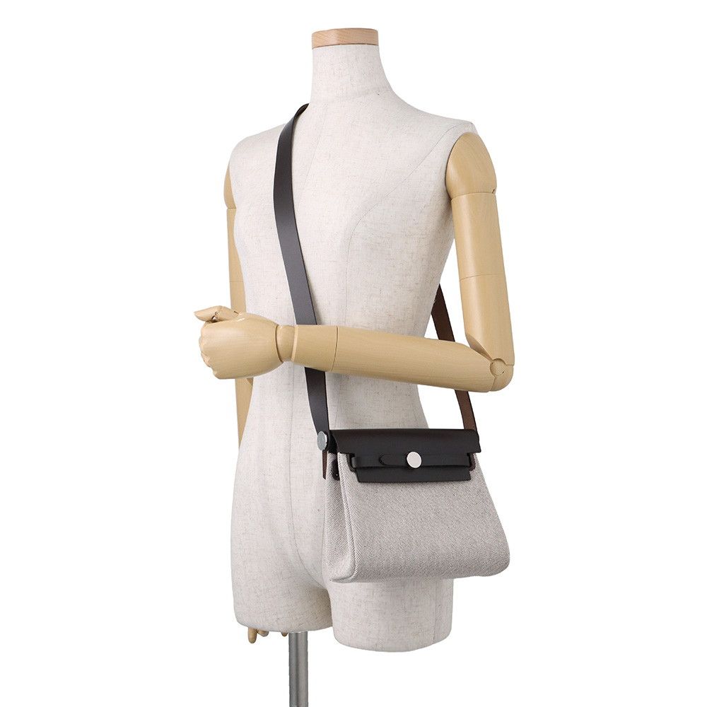 Hermes Shoulder Bag Herbag Zip Mini Ecru Ebene Silver Toile H Vache Hunter — view 4