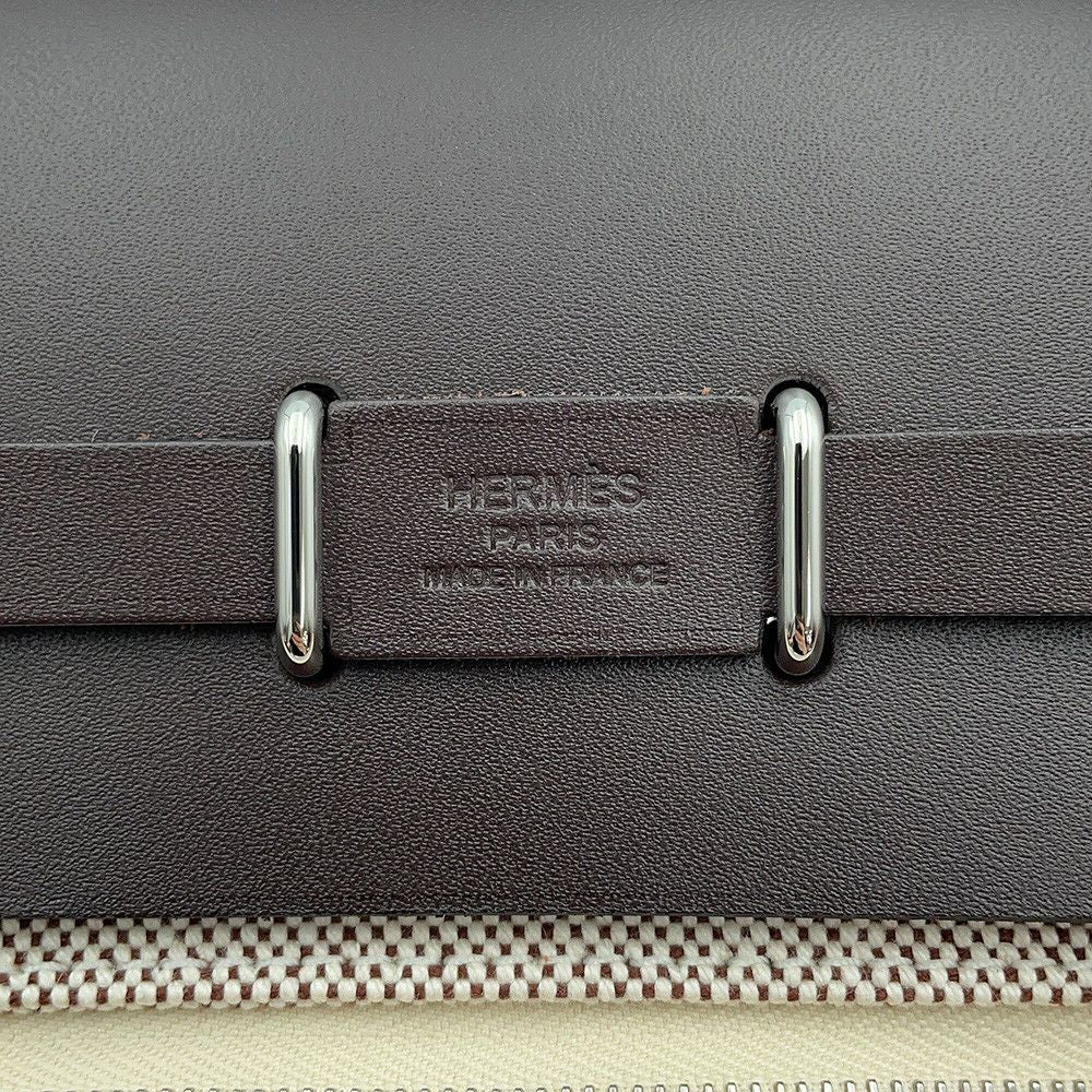 Hermes Shoulder Bag Herbag Zip Mini Ecru Ebene Silver Toile H Vache Hunter — view 6