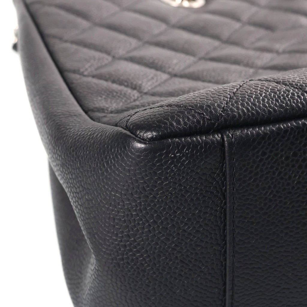 Chanel CC Logo Grand Shopping Tote Bag GST Silver Caviar Black — view 5