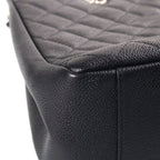 Chanel CC Logo Grand Shopping Tote Bag GST Silver Caviar Black — view 5