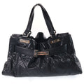 Chanel Paris London Door Latch Tote Bag Lambskin Black Silver 12