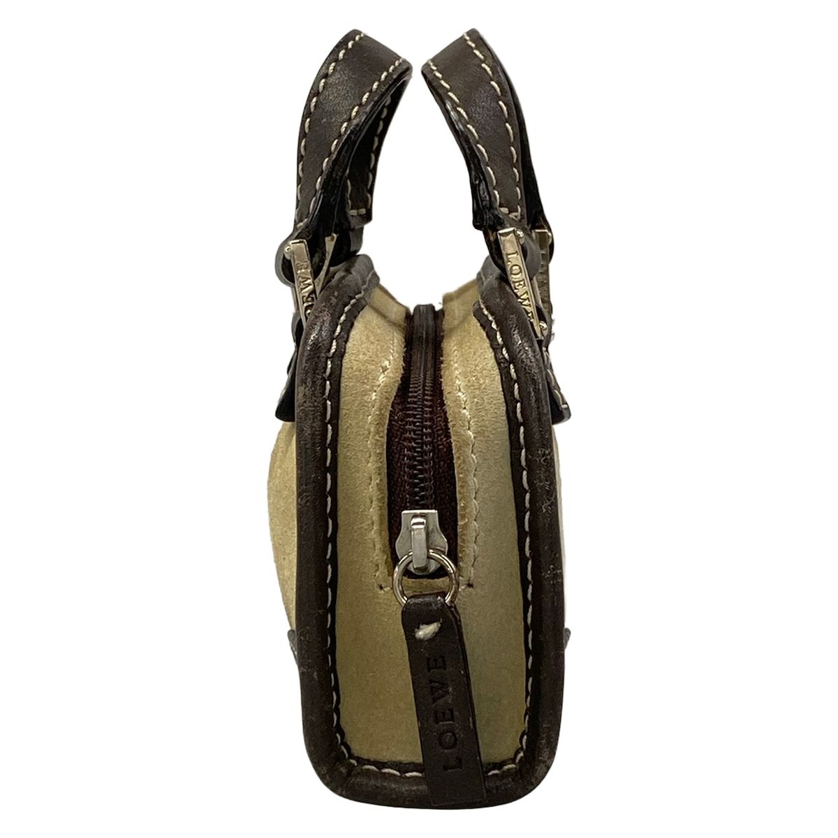 Loewe Handbag Amazona Nano Ivory Dark Brown Leather — view 2