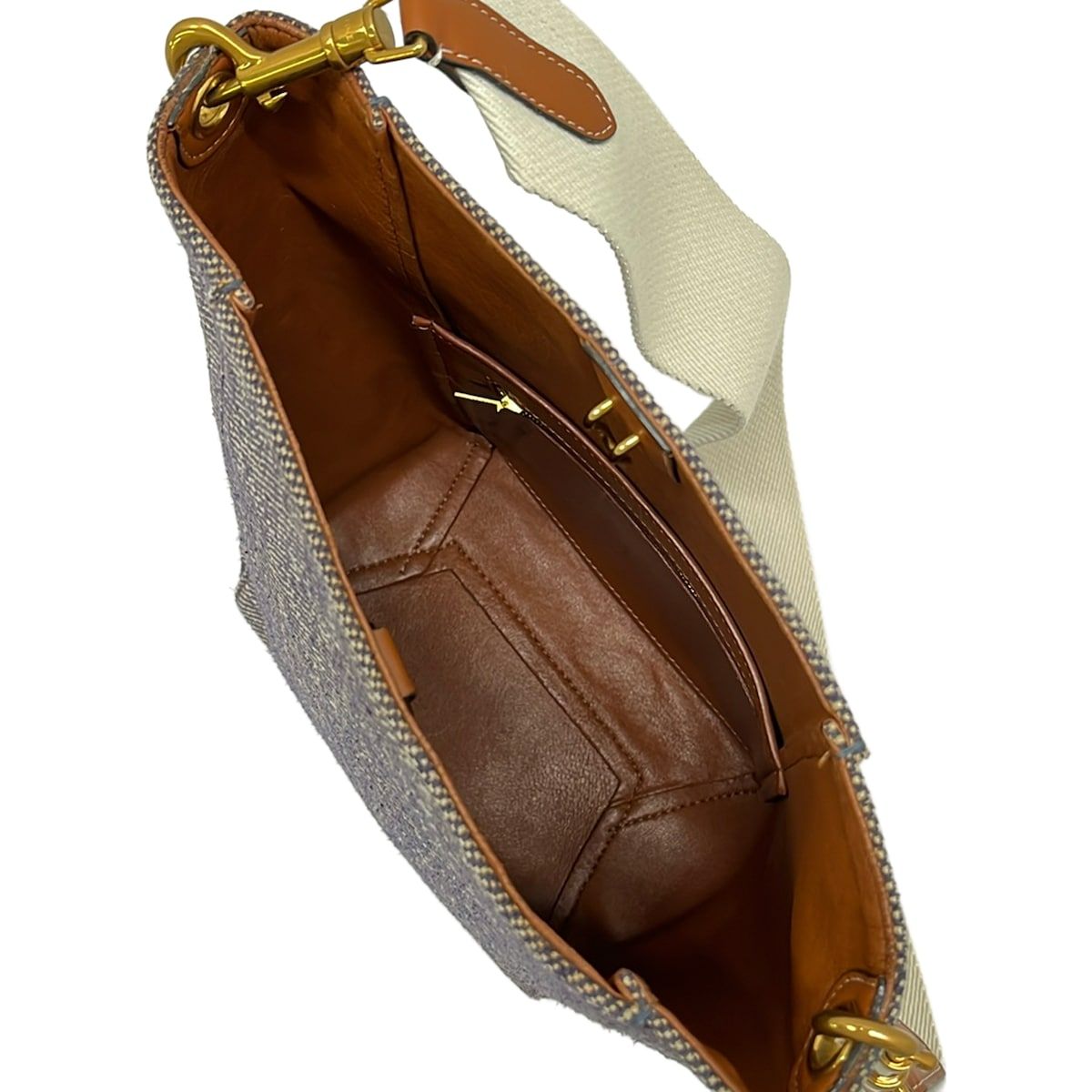 Celine Shoulder Bag Sangles Small Dark Navy Ivory Brown — view 7