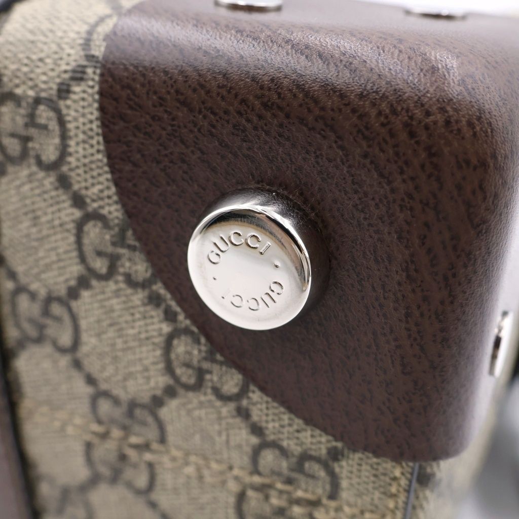 Gucci GG Supreme Tote Bag Beige Brown Leather Silver — view 6