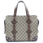 Gucci GG Supreme Tote Bag Beige Brown Leather Silver — view 2