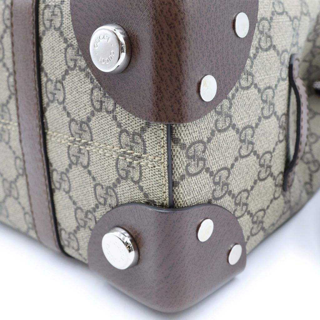 Gucci GG Supreme Tote Bag Beige Brown Leather Silver — view 5