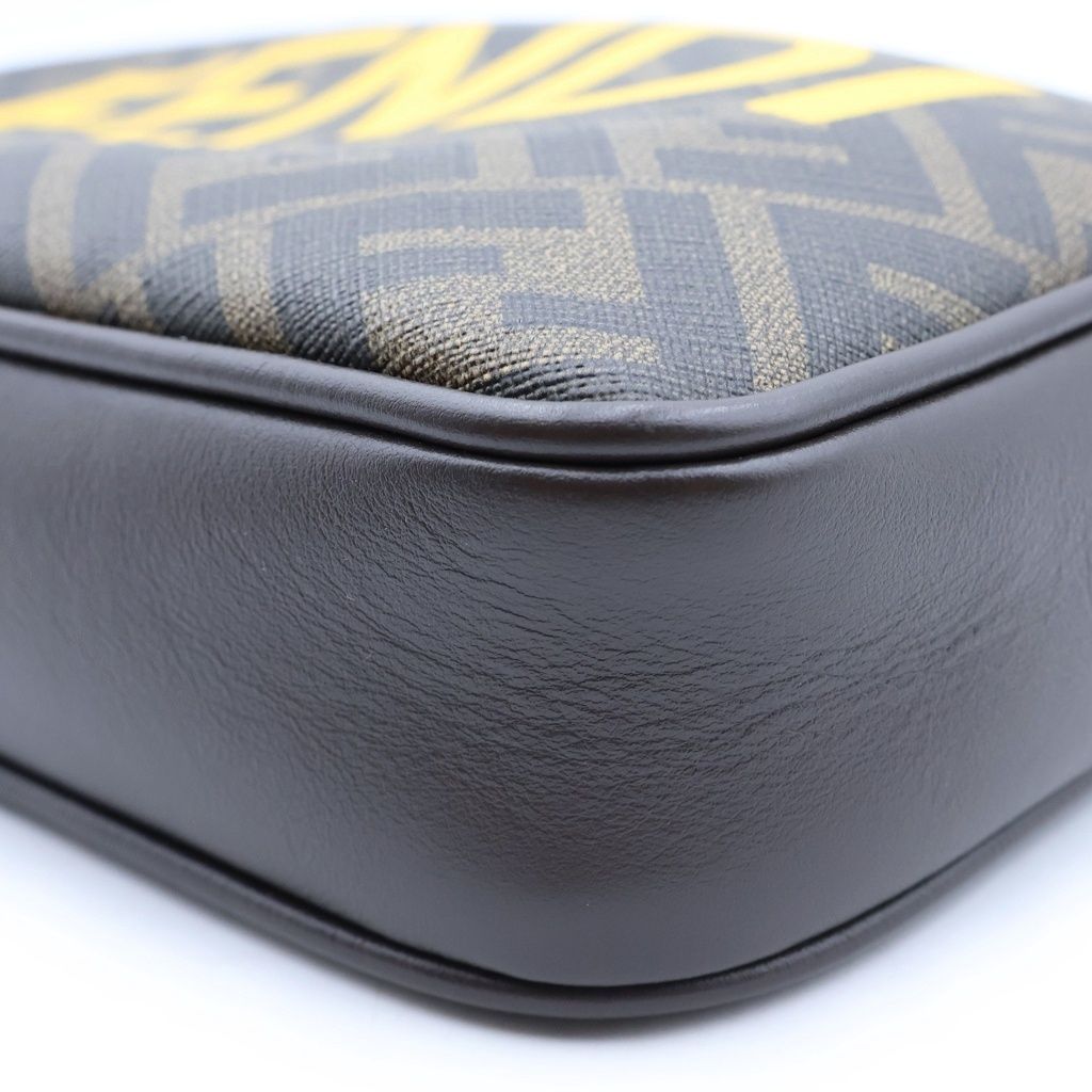 Fendi Diagonal Camera Case Zucca Shoulder Bag Brown Leather Silver — view 5
