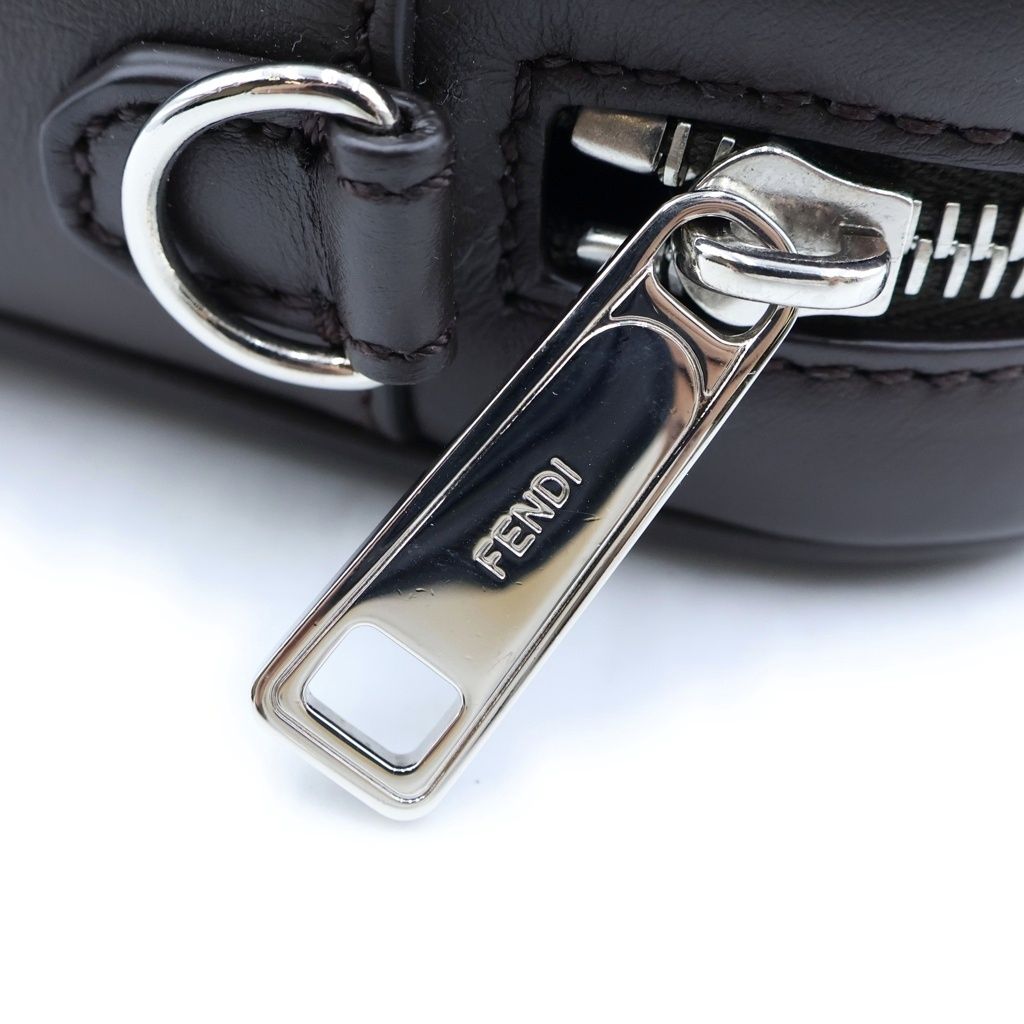 Fendi Diagonal Camera Case Zucca Shoulder Bag Brown Leather Silver — view 7