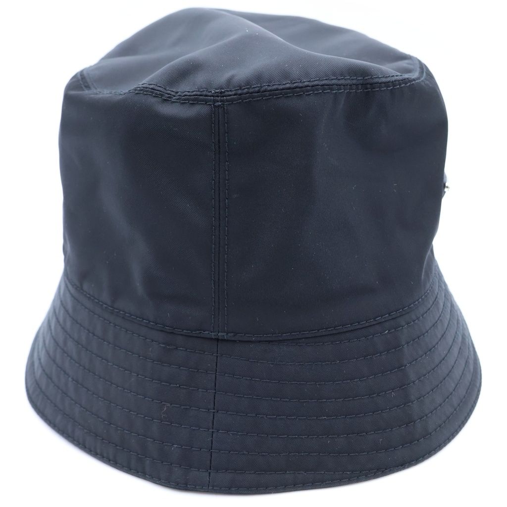 Prada Triangle Logo Nylon Bucket Hat Black — view 3