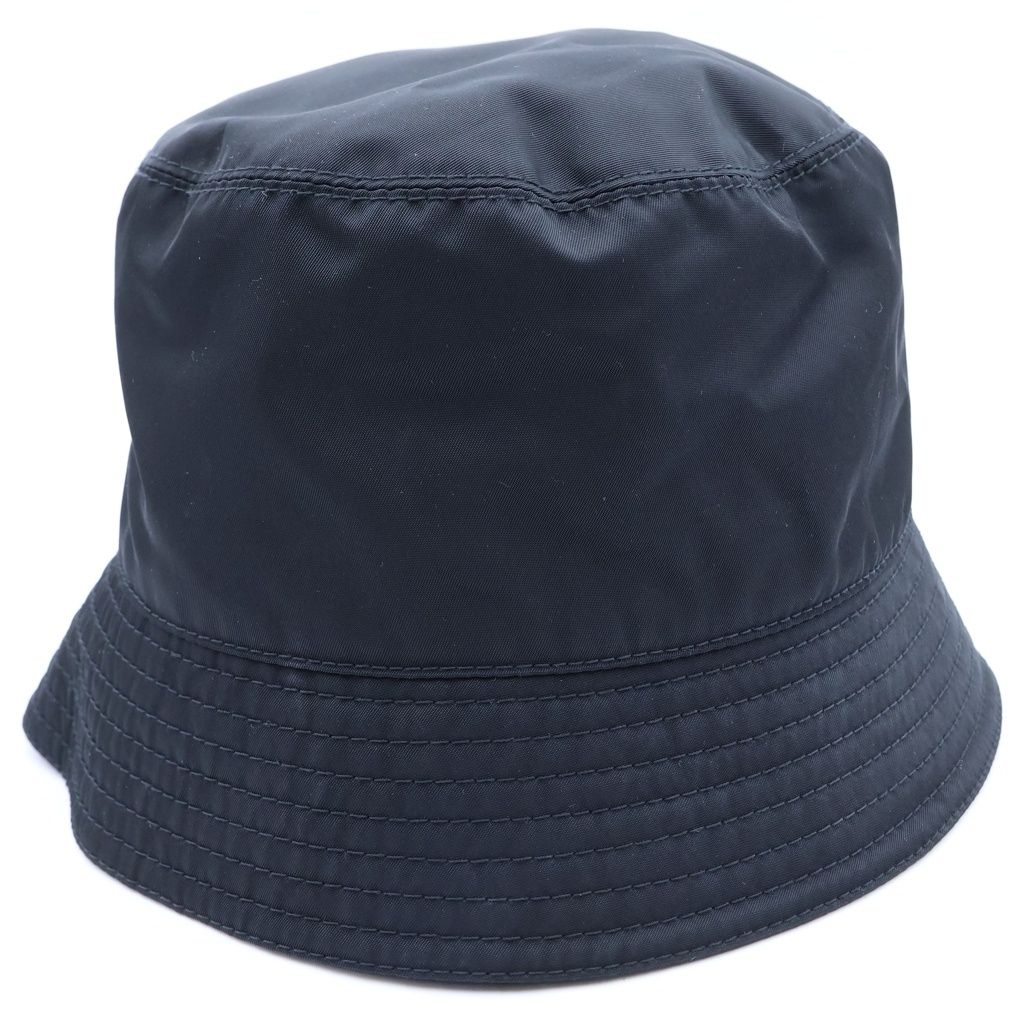 Prada Triangle Logo Nylon Bucket Hat Black — view 2