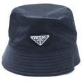 Prada Triangle Logo Nylon Bucket Hat Black